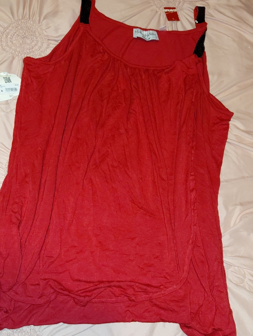 Avenue Red Tank Top with Black Straps
